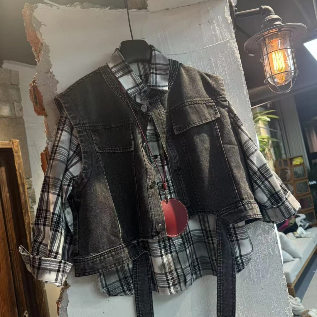 吾2025【Y】2月14日 儿童时尚潮酷黑色牛仔两件套2513-