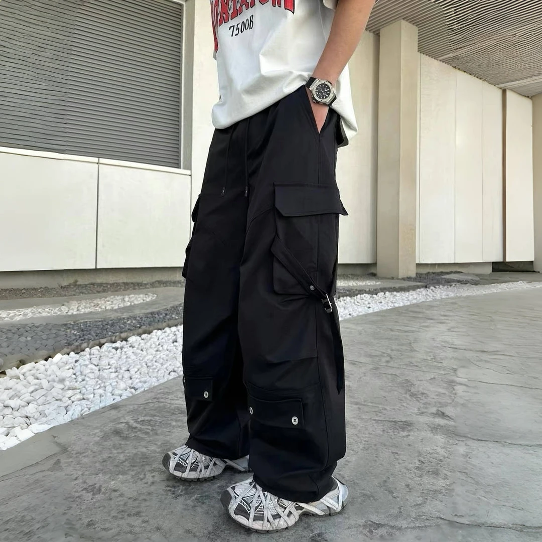 工装裤男潮牌夏季大口袋机能风宽松休闲裤直筒阔腿长裤子JF5-18