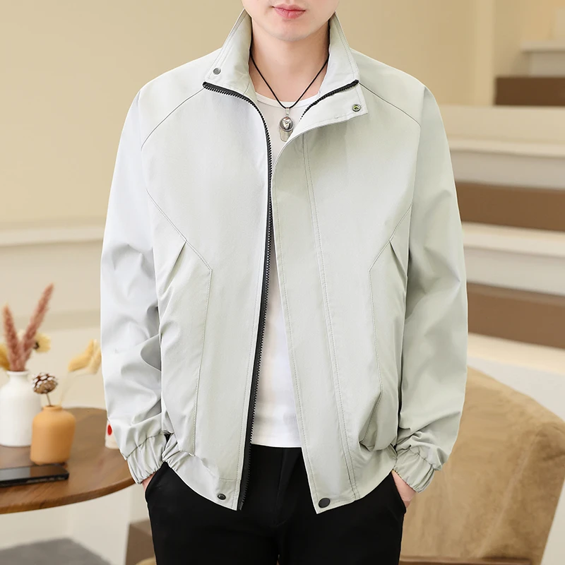 立领男拼接春季设计感薄款连帽夹克青年百搭运动潮流宽松男士衣服