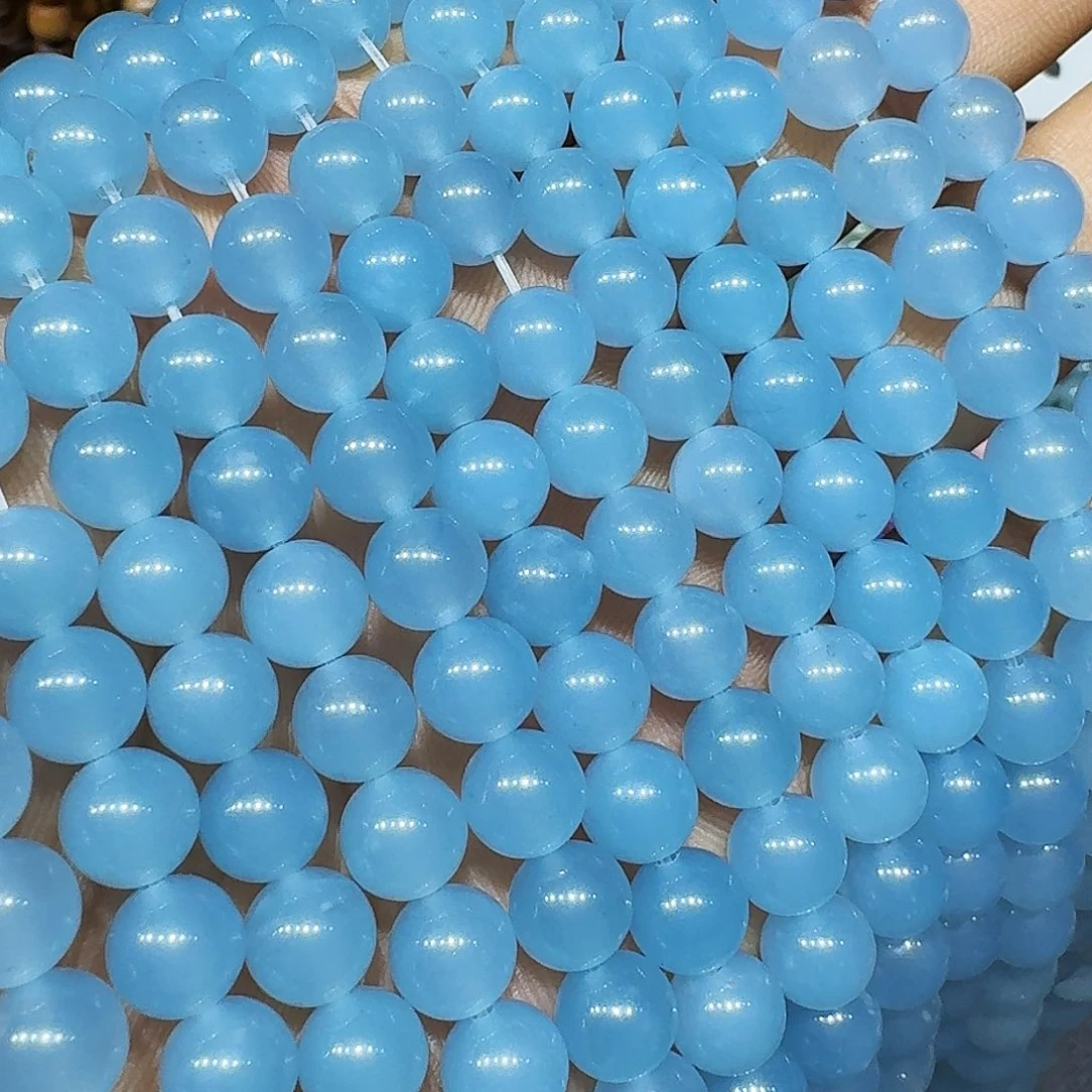 玛瑙/玉髓未镶嵌珠宝半成品蓝玉8mm一条