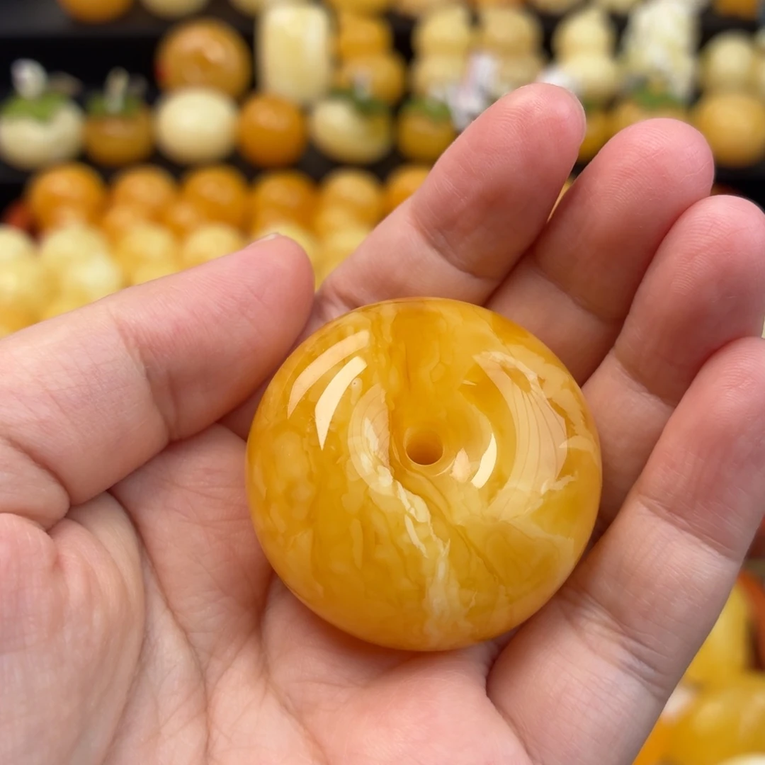 奶***手蜜蜡未镶嵌毛衣链蜜蜡