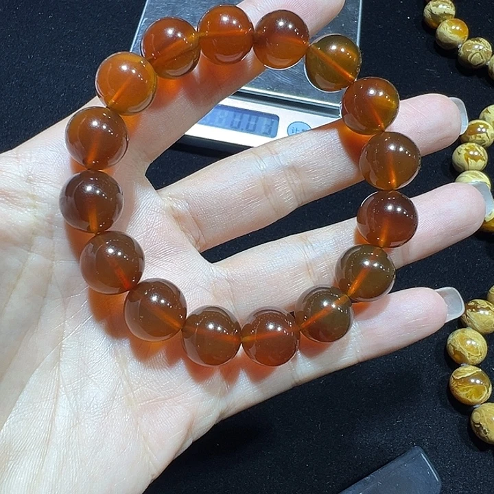 勇***前琥珀未镶嵌手串棕红12➕规格