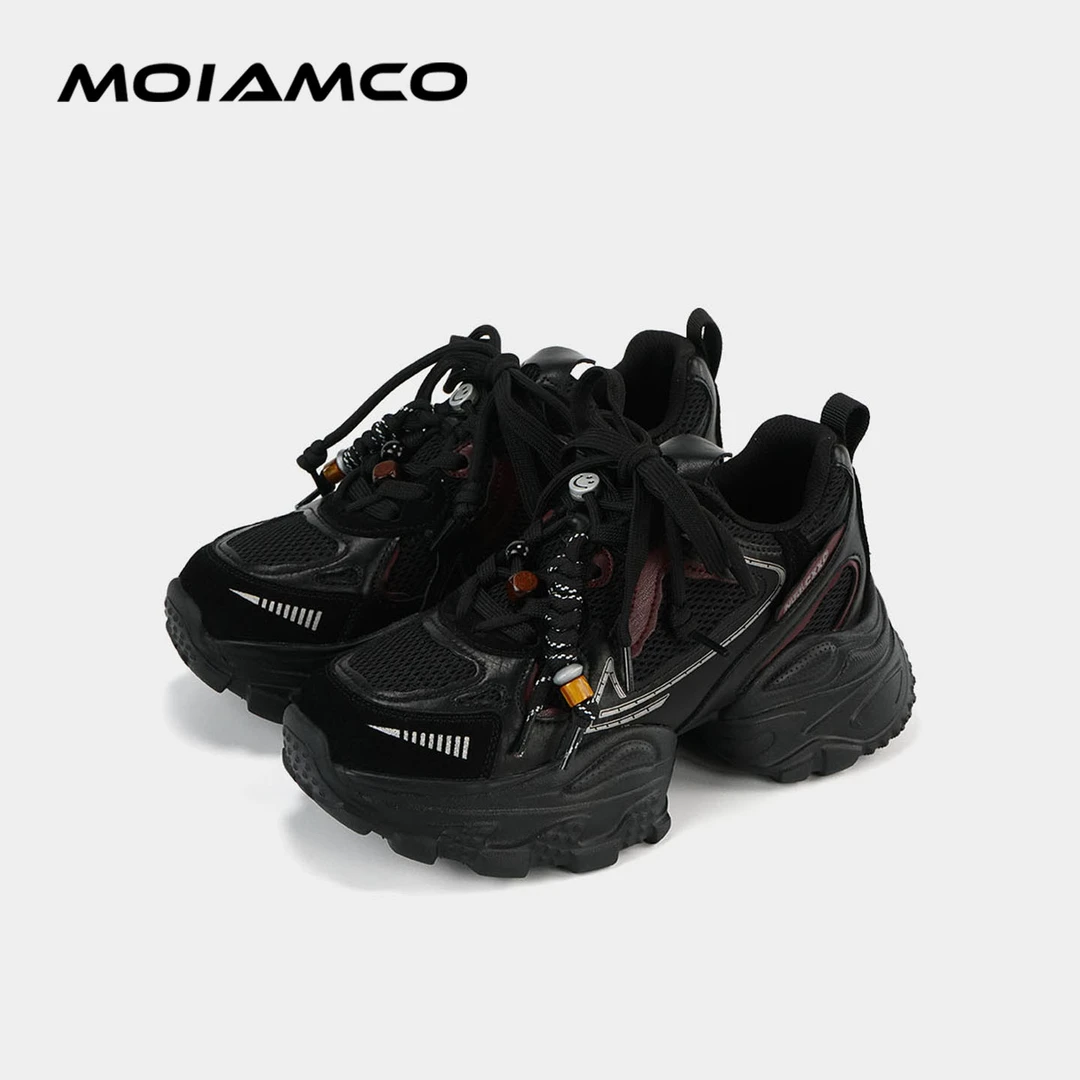 Molamco真皮网面老爹鞋串珠挂件小个子增高休闲鞋