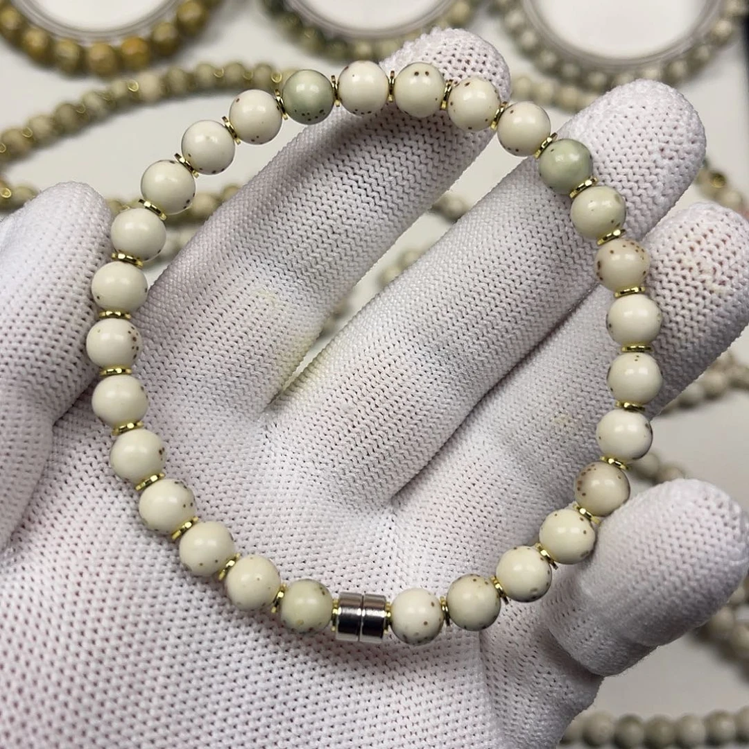 星月菩提手串7m龙蛋大留白瓷白料