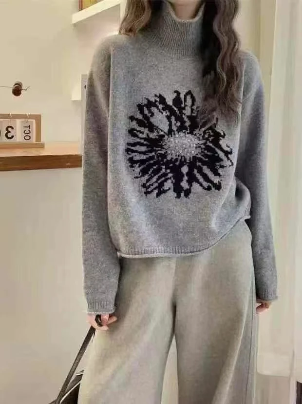 棉叙布衣分享原单太阳花高领毛衣
