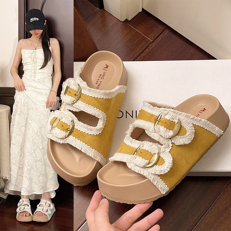 法式绝美厚底拖鞋女夏外穿高级感2025超火新款配裙子外出平底凉拖