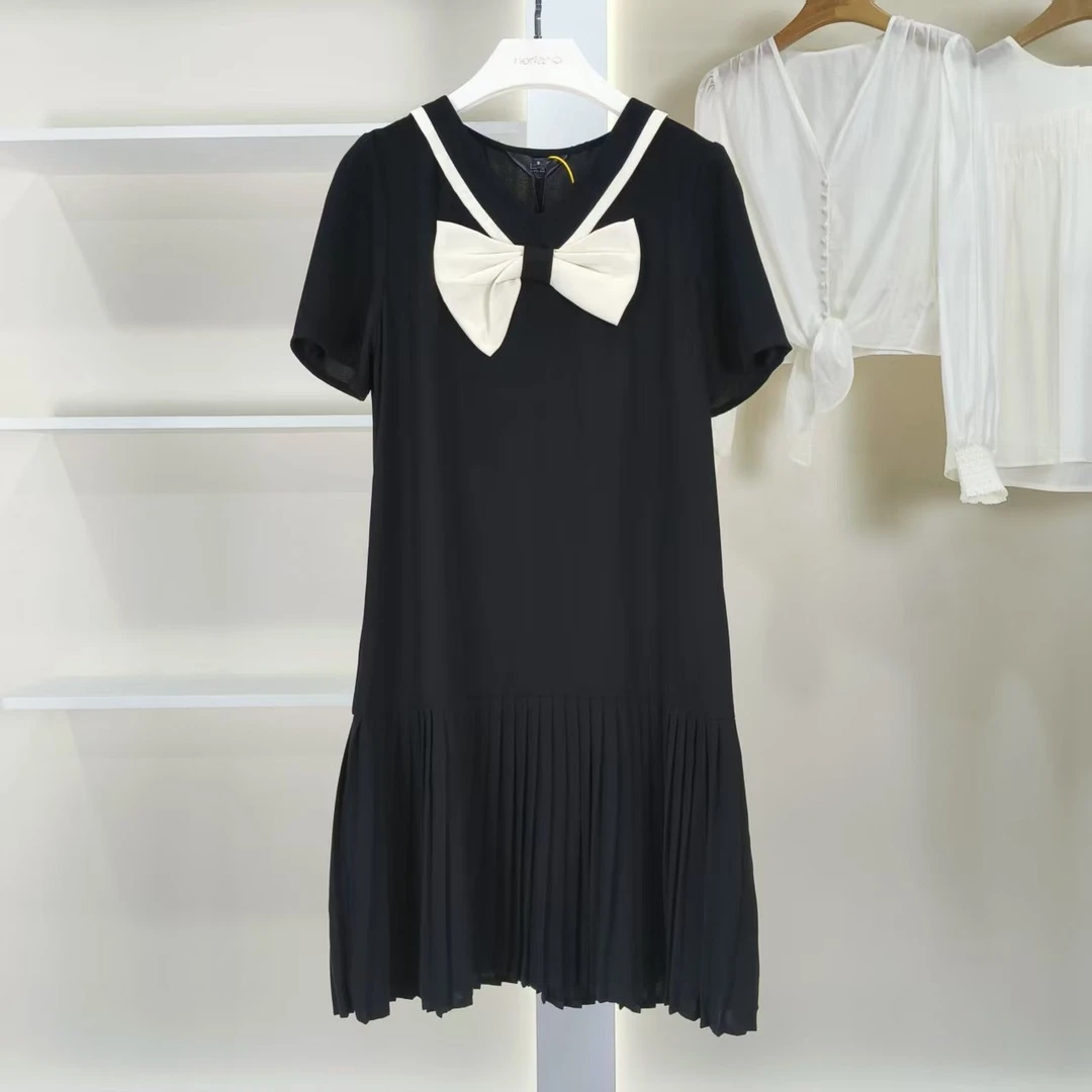 麦迪尚品【白LY】50416142甜美短袖蝴蝶结连衣裙夏季女装品牌专柜