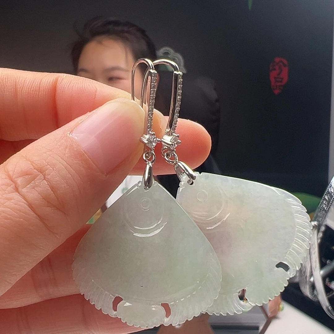 银S925镶嵌翡翠耳饰