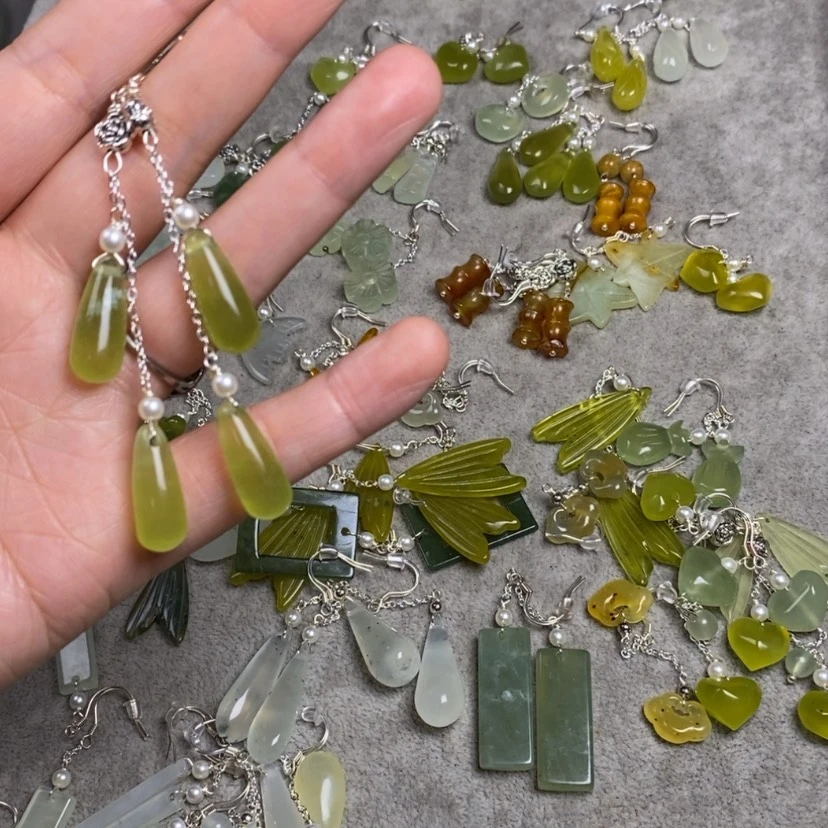 【闪购商品】蛇纹石玉未镶嵌挂件耳饰耳环项链