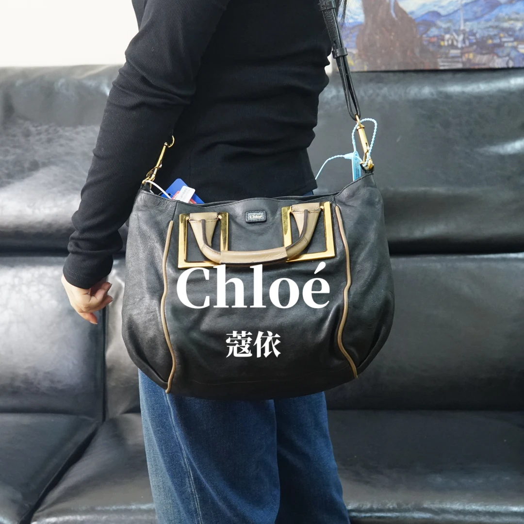 95新 Chloe/蔻依  黑金斜挎包/F3WJ09224053/4053