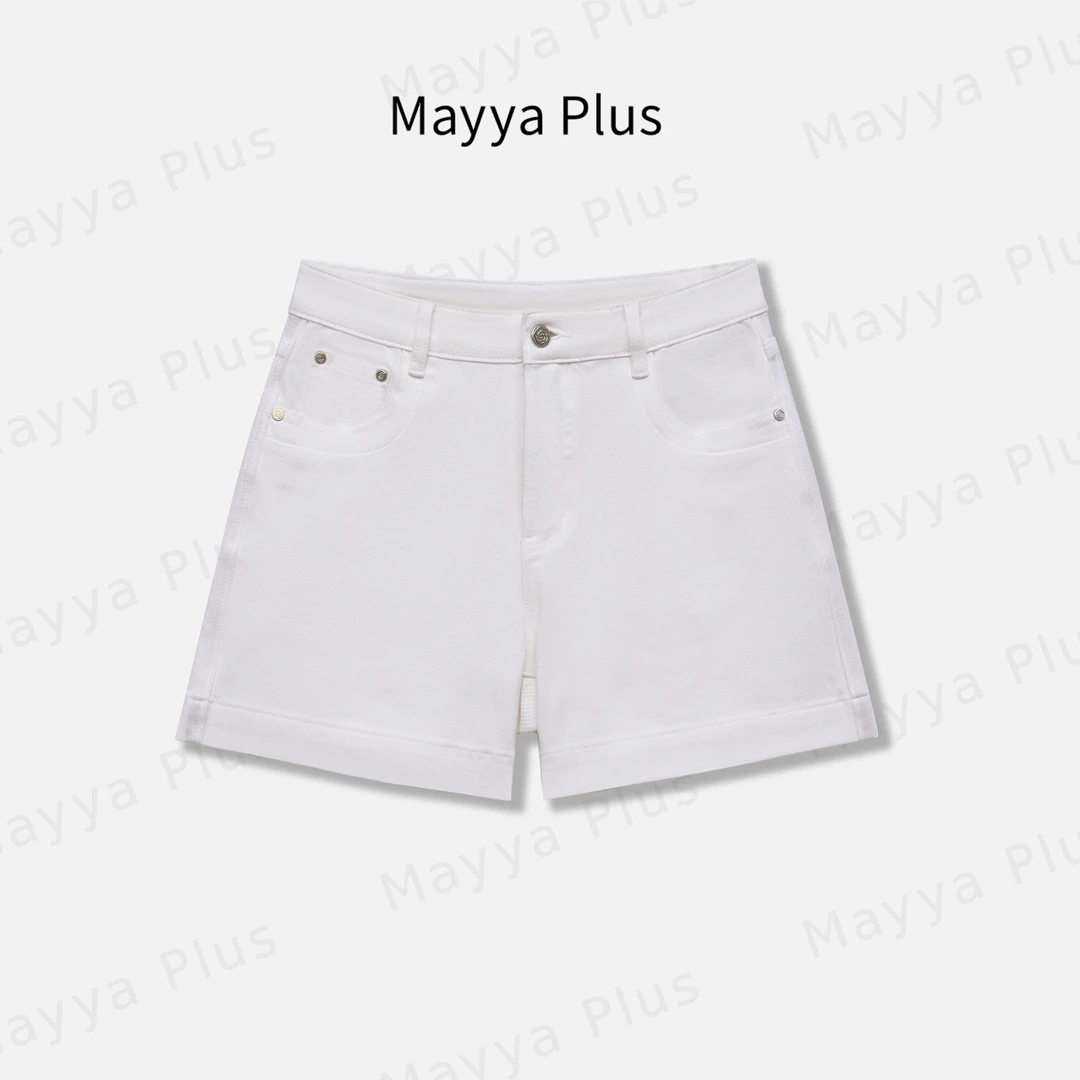 【美腿密码】MayyaPlus麦芽定制新款牛仔短裤薄款高腰a字裤32528061