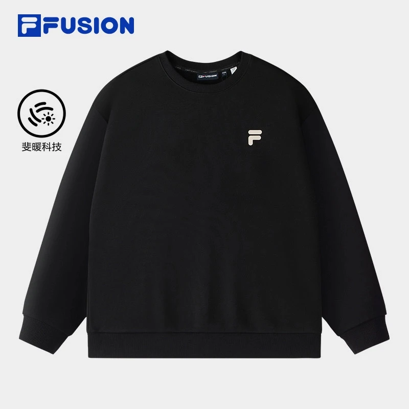 FILA FUSION【加绒款】斐乐潮牌情侣款套头冬款宽松上衣T11U433202F