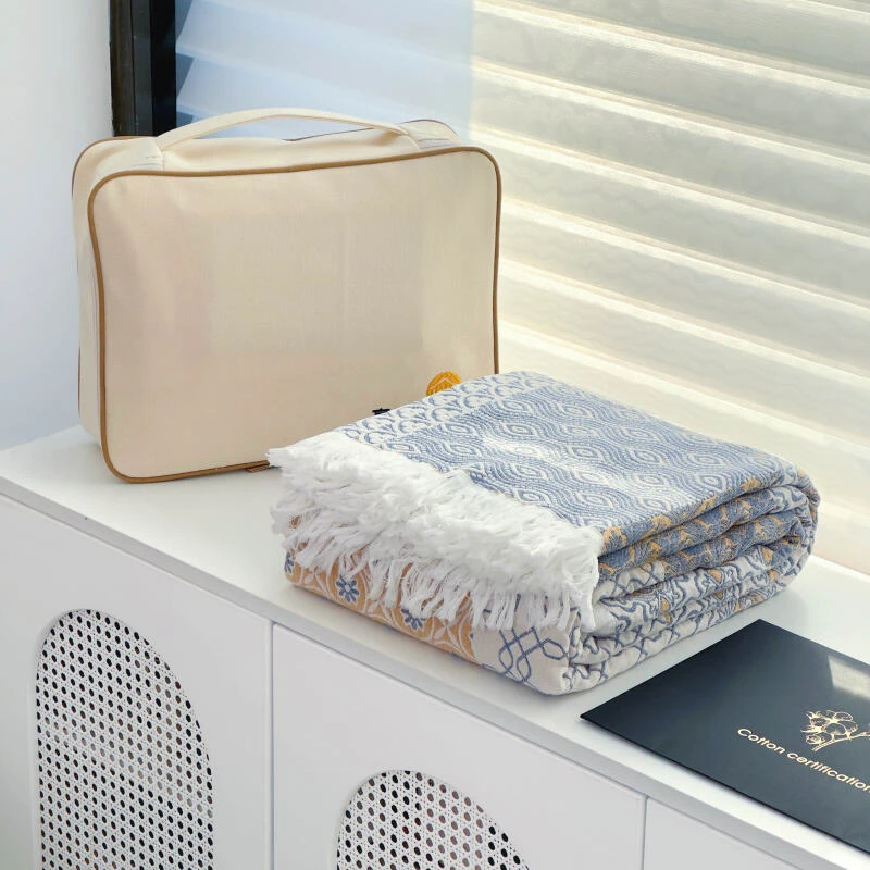 【京会社】纯棉流苏盖毯150*200cm莉莉丝黄