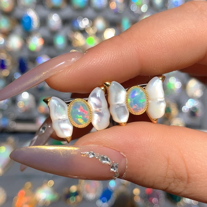 欧泊欧泊耳钉t银S925镶嵌