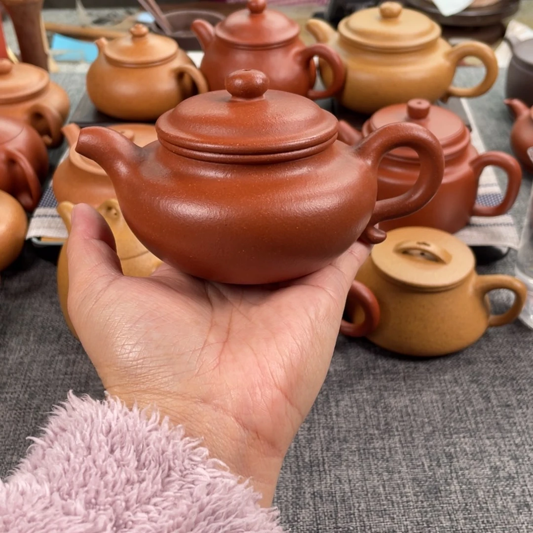 紫砂茶壶红降坡仿古全手40目210