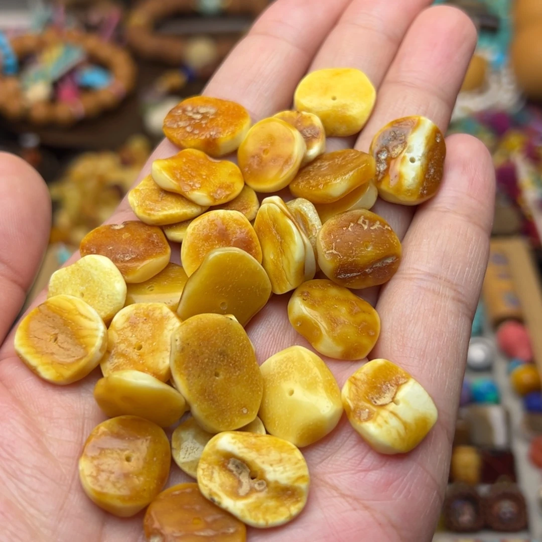 蜜蜡未镶嵌裸石白蜡片片发两片