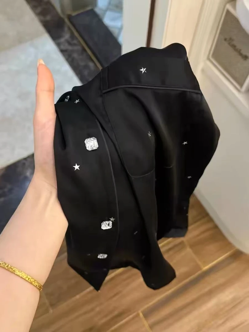 【短袖三件套】柔光丝睡衣女士春夏季提花冰雪丝开衫套装冰丝家居服