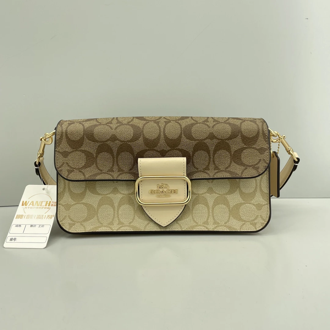 95新 COACH/蔻驰 Morgan27 老花拼接单肩斜跨包27x14x7cmD103116