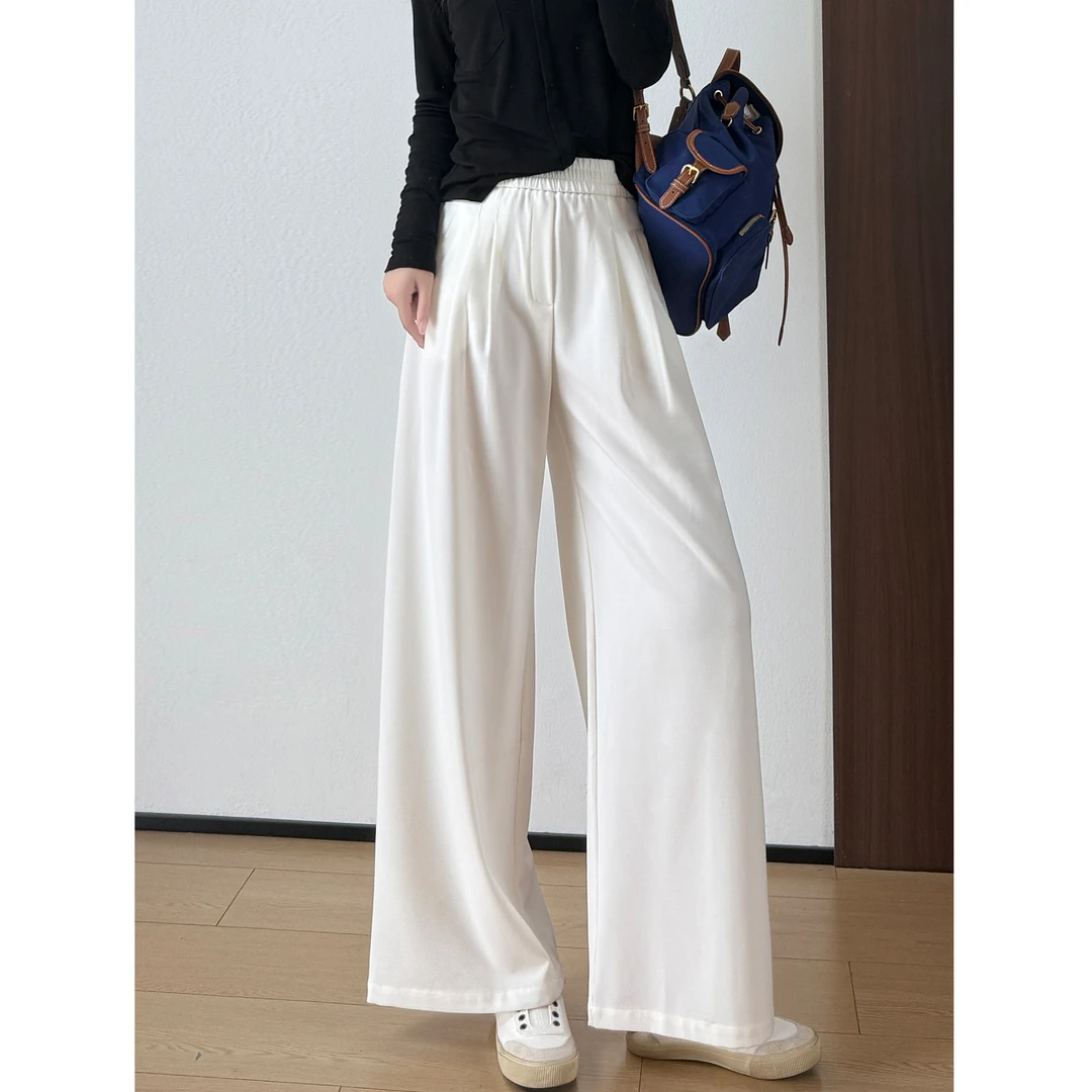 慵懒博主~篙阶斜纹天丝羊毛醋酸阔腿裤女立体剪裁垂顺有型休闲裤