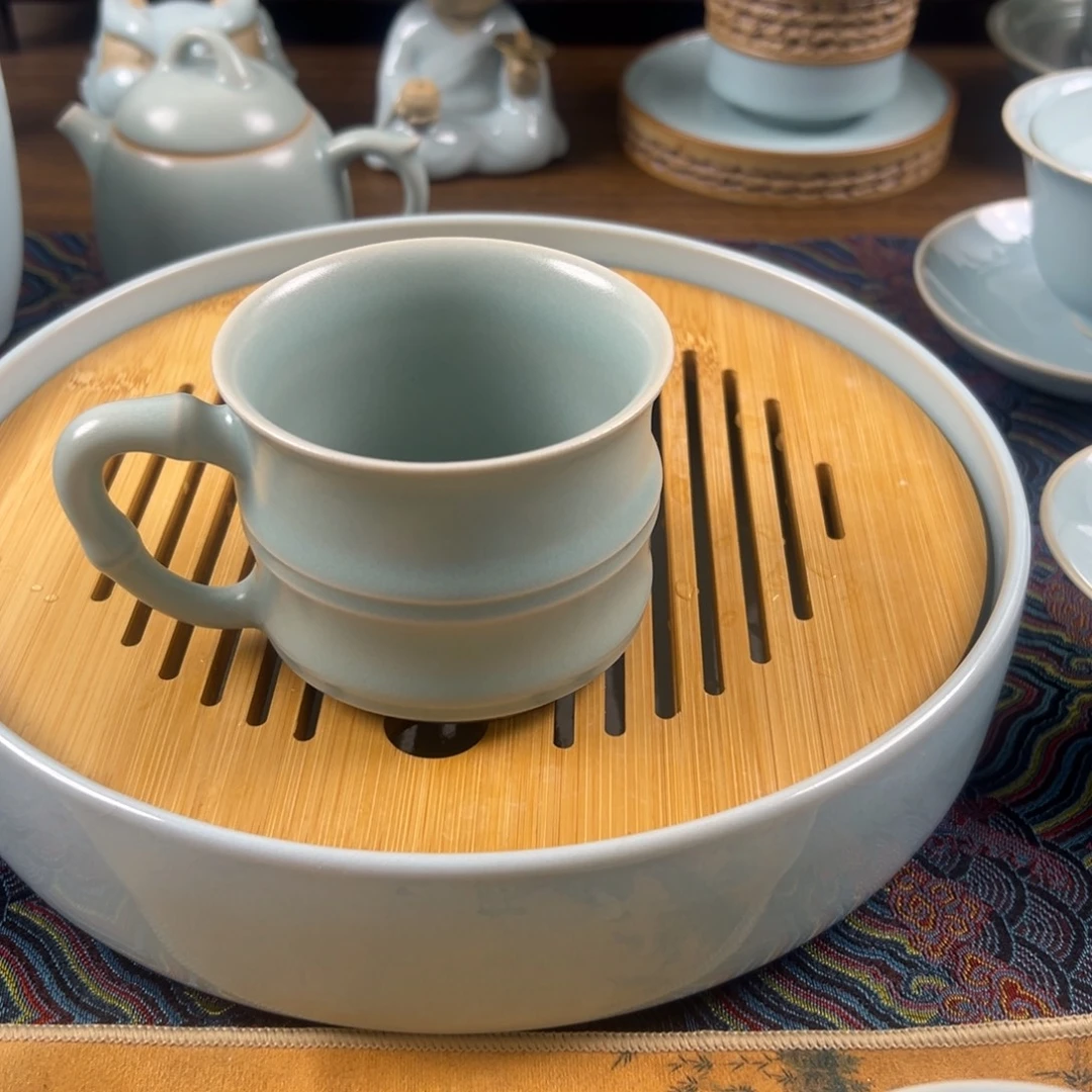 杯子瓷原矿釉水竹节杯大遐