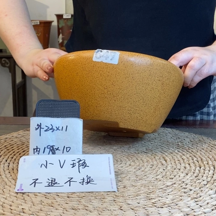 紫砂花盆  微瑕柴烧中窝口647