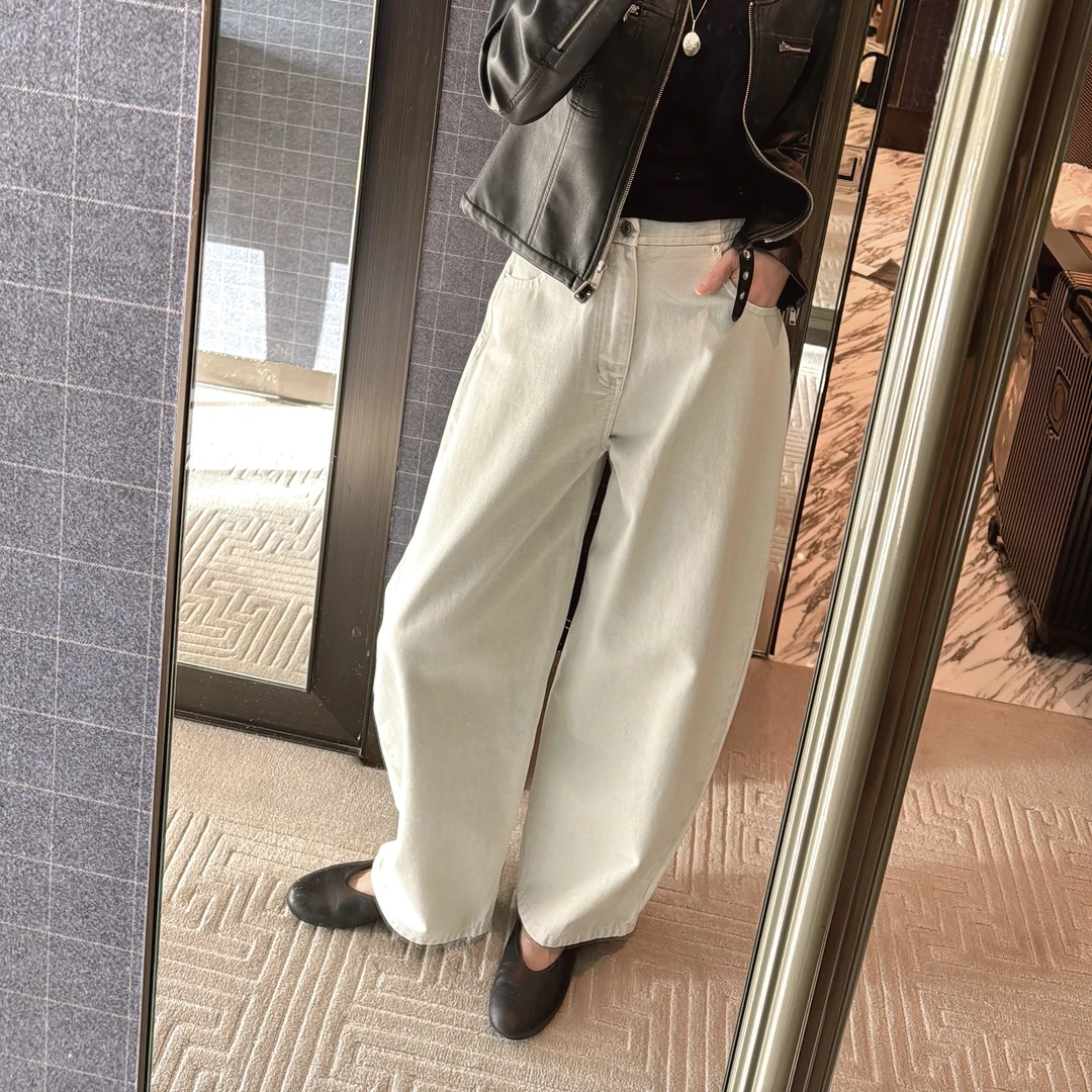 【丽姐女装】弯刀牛仔裤 修饰腿型 春季遮胯廓形松弛感牛仔裤K0300