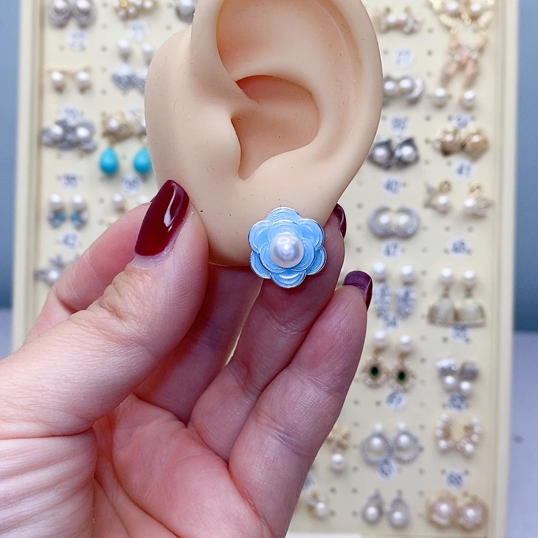 淡水珍珠耳饰银S925镶嵌