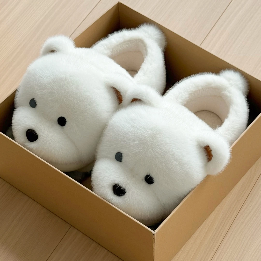 可爱小狗棉拖鞋女冬季包跟2025新款情侣居家室内防滑保暖棉鞋男款