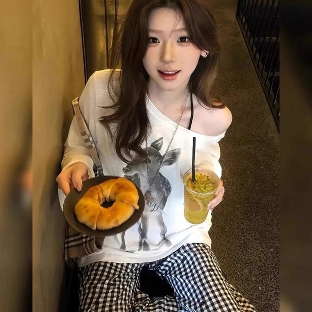 美背内衣夏日防晒微透宽松慵懒感长袖上衣露肩新款