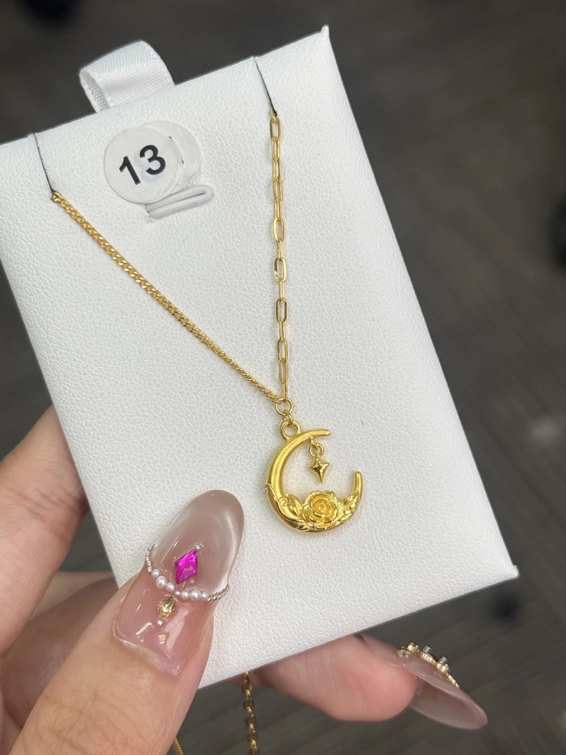 足金999  月亮玫瑰套链