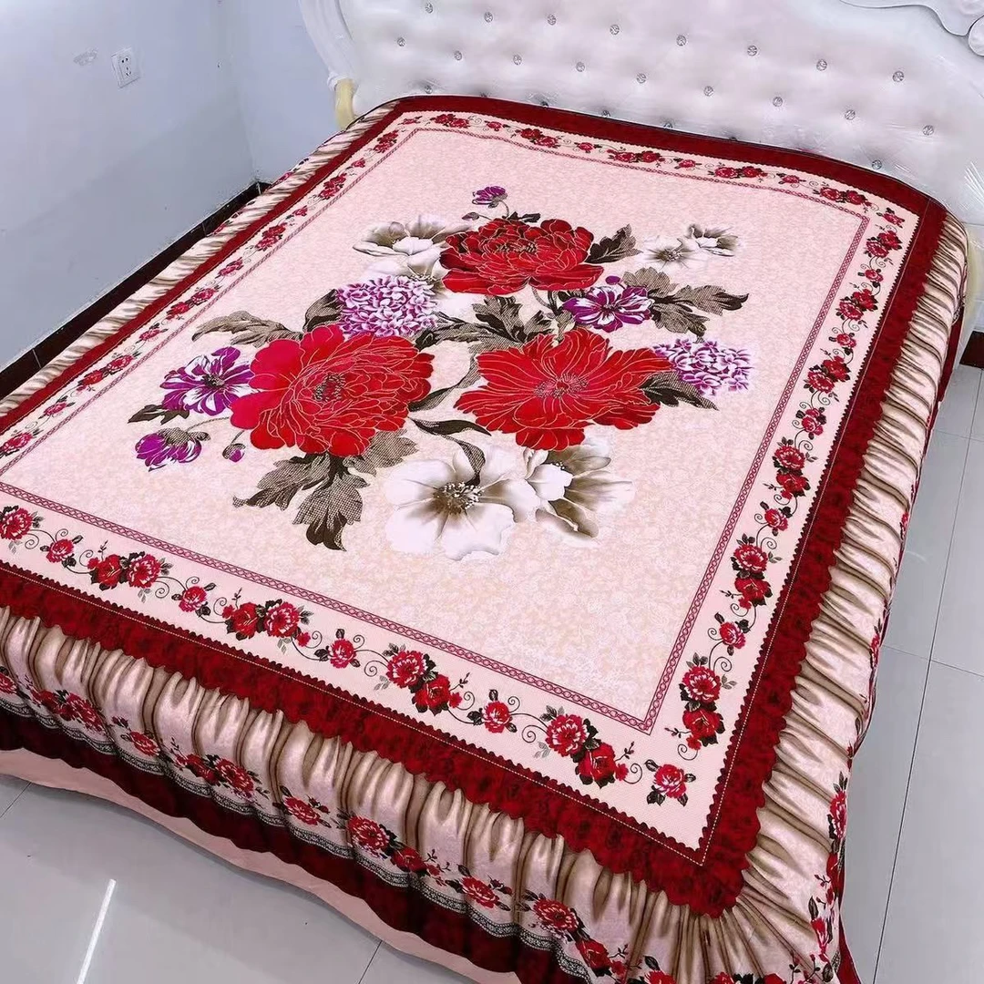 米红菊牡丹花定位大床单加厚加大2.25✖️2.35米。1.5米1.8米2米的床