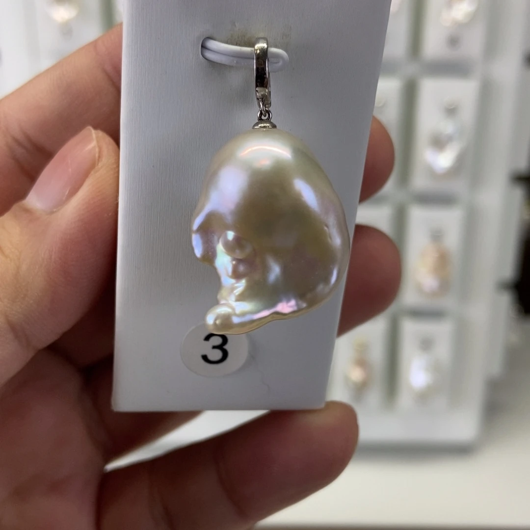 淡水珍珠吊坠(不含链)银S925镶嵌