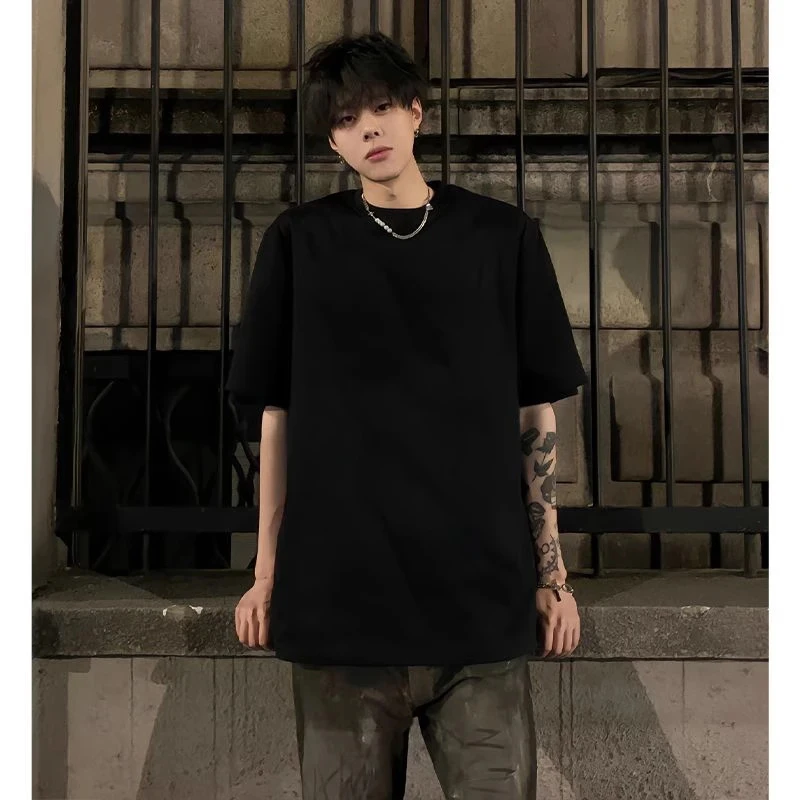 cleanfit黑色短袖T恤男款夏季纯棉内搭打底衫半袖美式圆领体恤衫