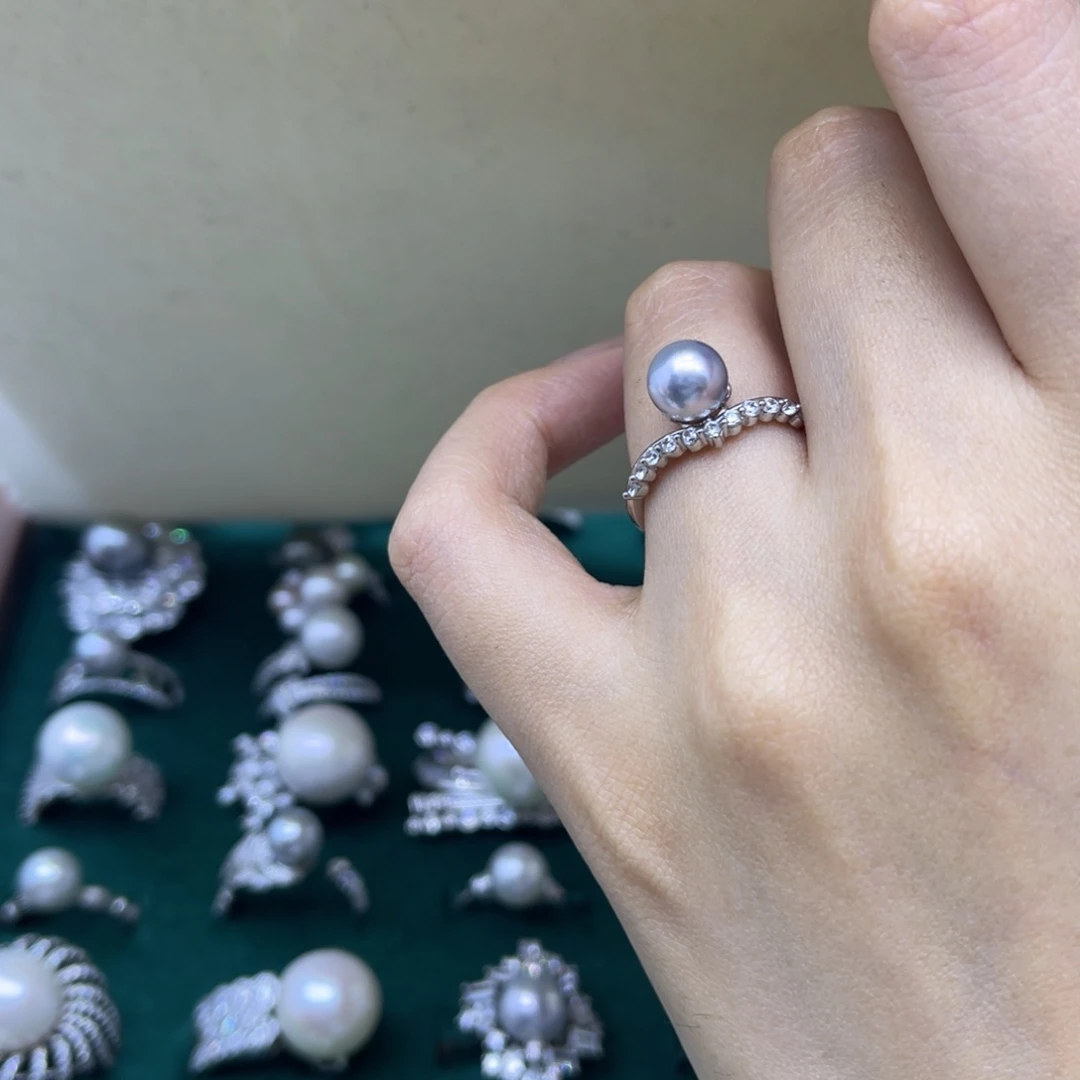 海水珍珠戒指银S925镶嵌