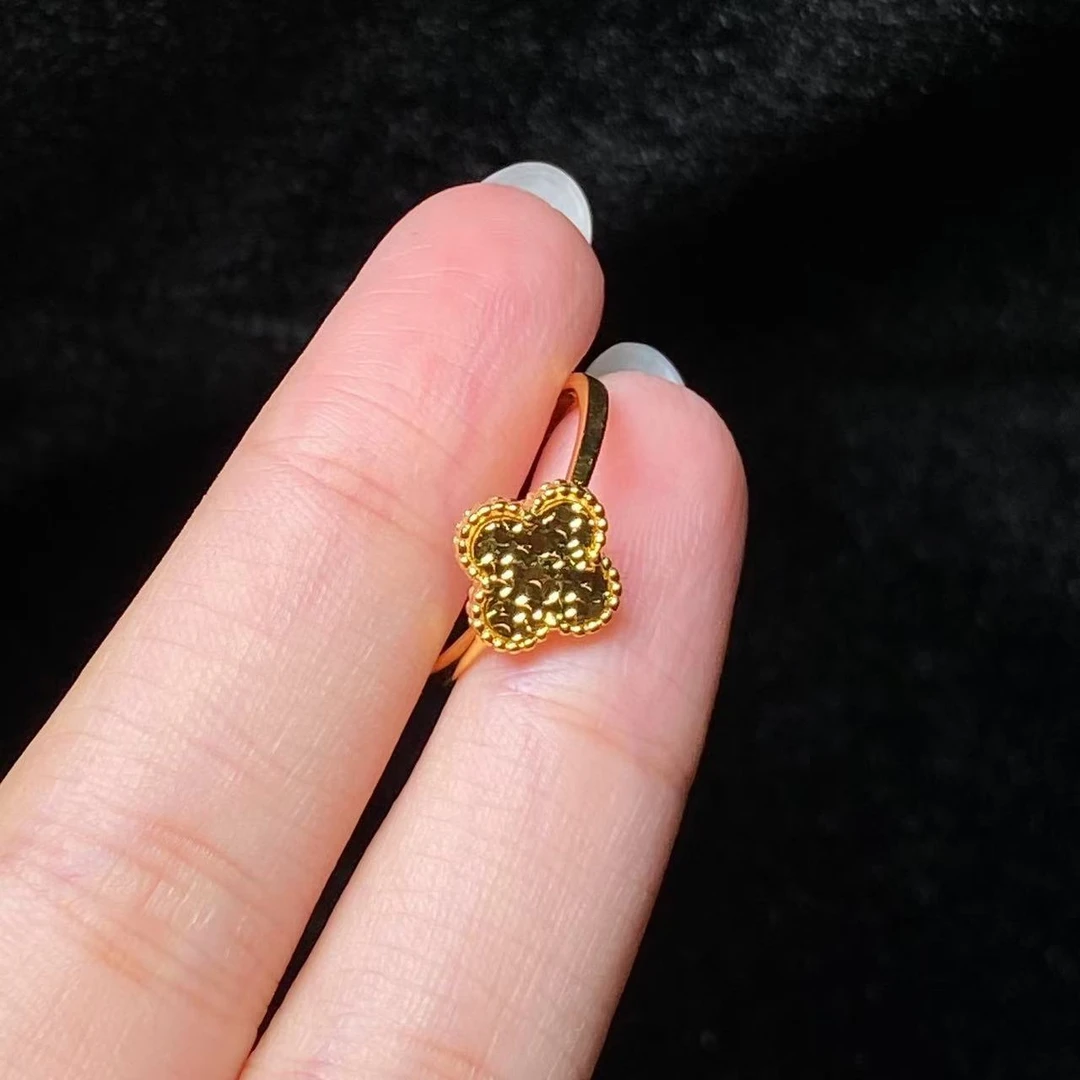 足银银制品 精美时尚碎碎冰四叶草足银戒指-QY086