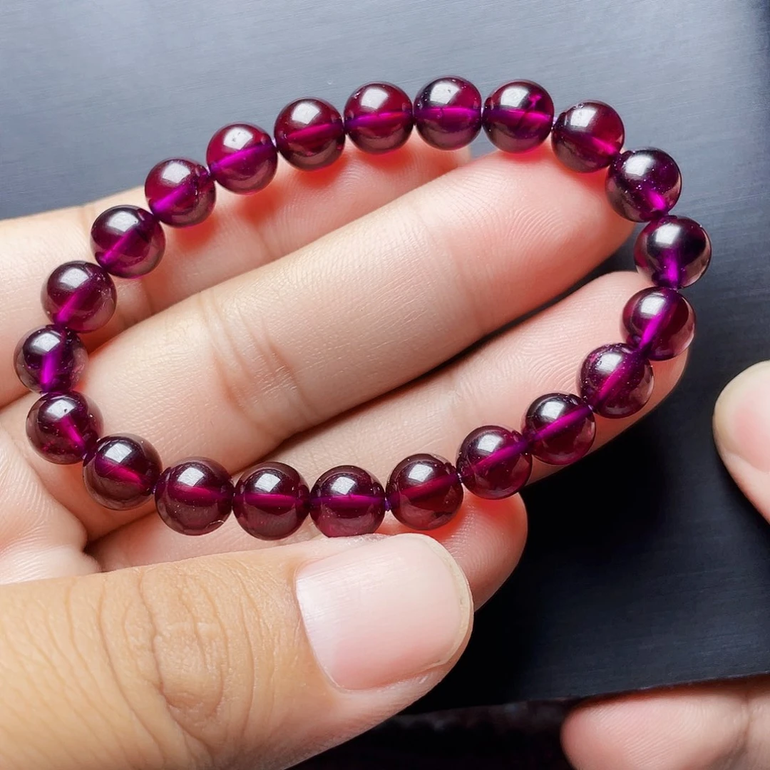 石榴石手链未镶嵌凡*8.0MM高品质紫牙乌单圈9A级