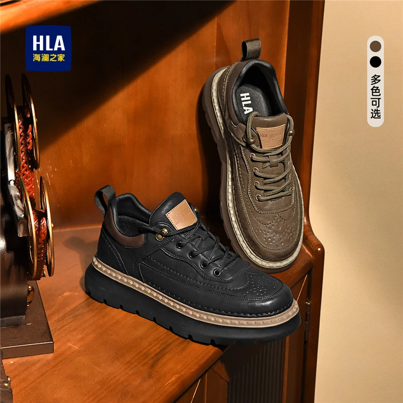 HLA/海澜之家男鞋新款春季复古户外休闲耐磨工装鞋低帮舒适厚底