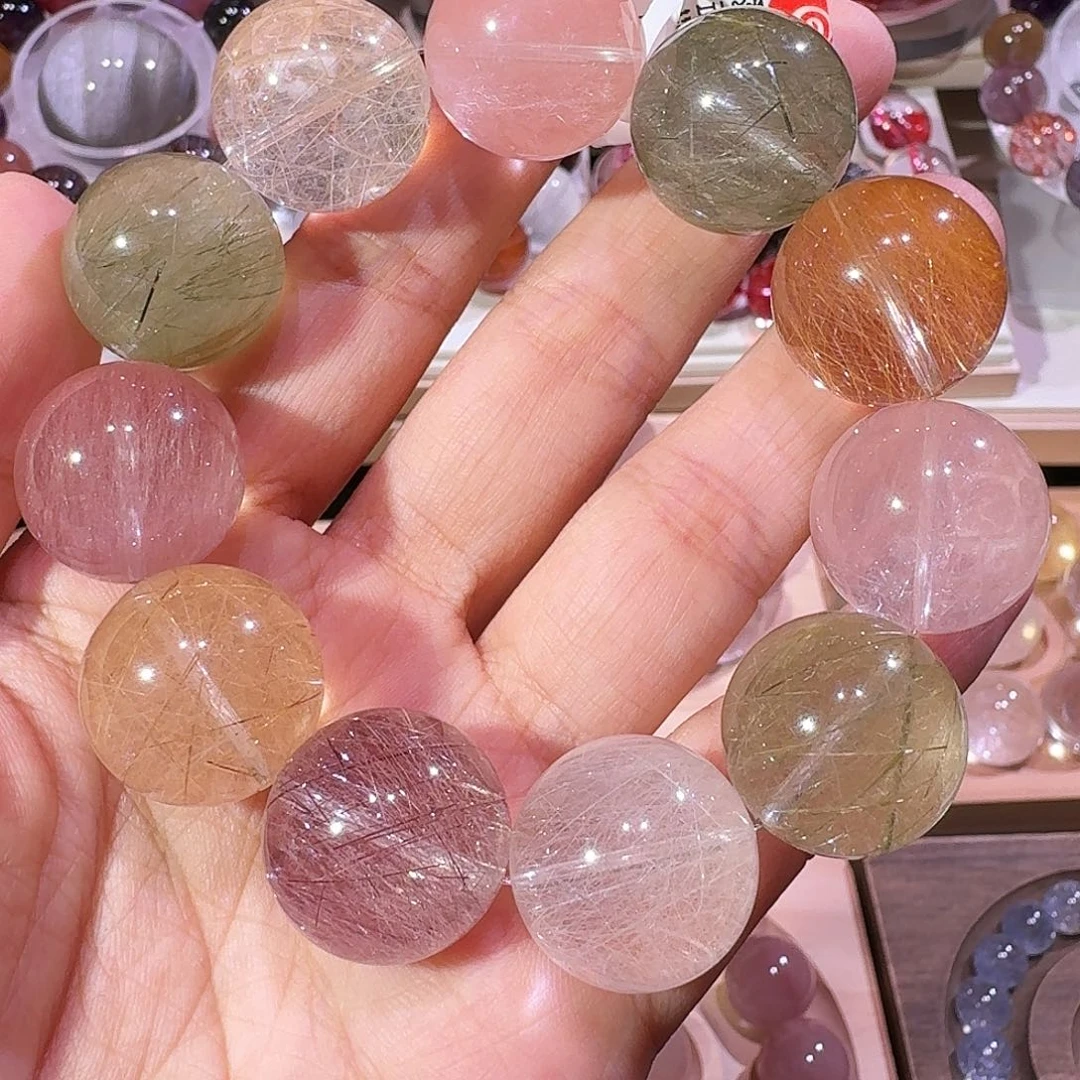 水晶未镶嵌手链天然水晶兔毛手串