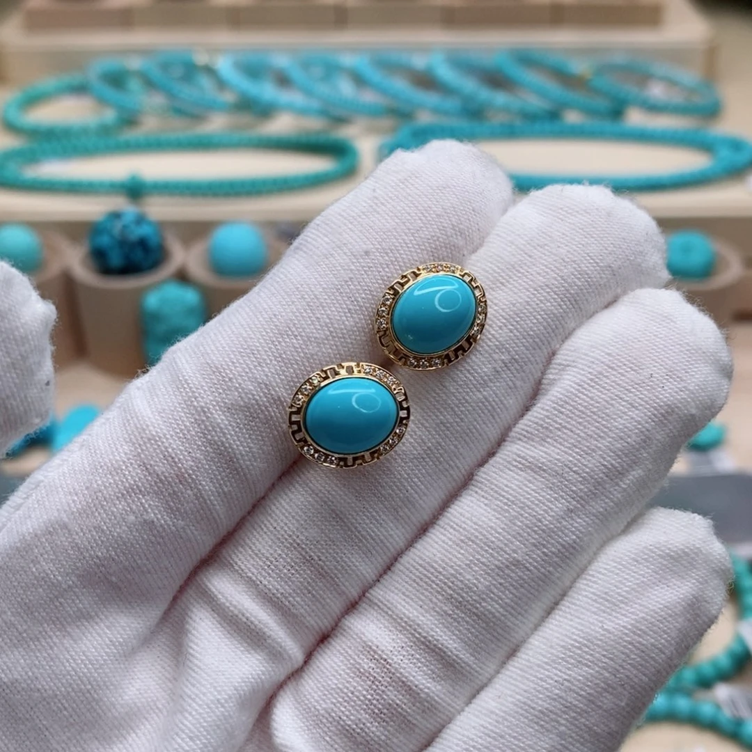 绿松石珠宝奇石18K金镶嵌