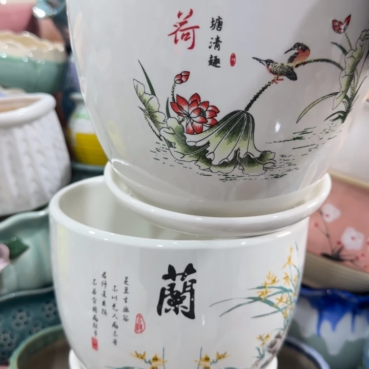 凑9块包邮，有孔，陶瓷花盆