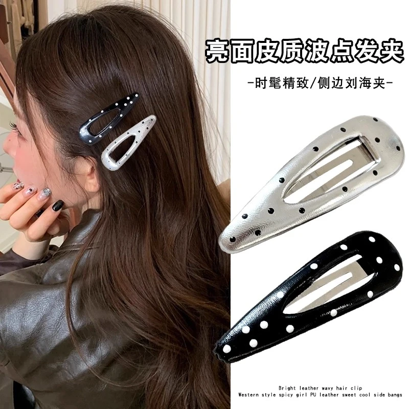 韩系波点水滴发夹女2025新款高端bb夹侧边碎发刘海夹边夹发卡发饰