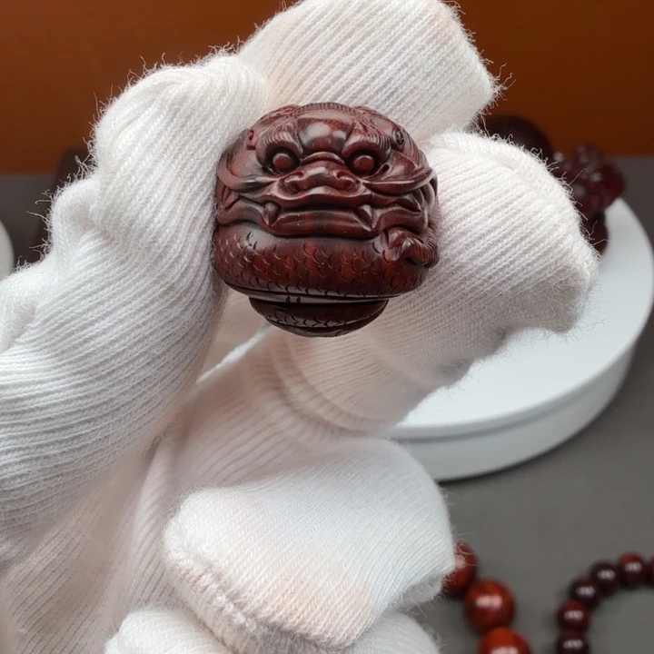 热****小叶紫檀手串/手链琴料生肖龙湘工石争20颗