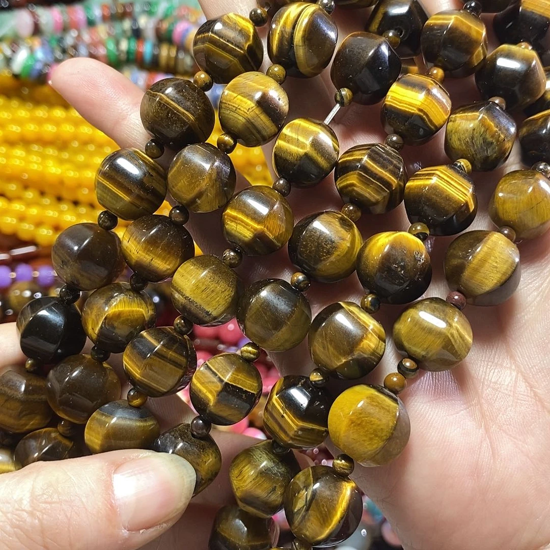 玛瑙/玉髓未镶嵌珠宝半成品虎眼灯笼一条卡16mm