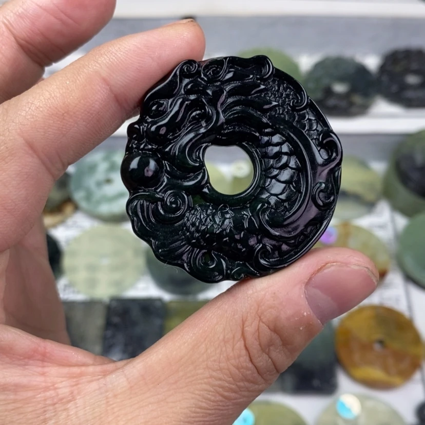 【闪购商品】岫玉颈饰未镶嵌岫玉501料龙鱼吊坠