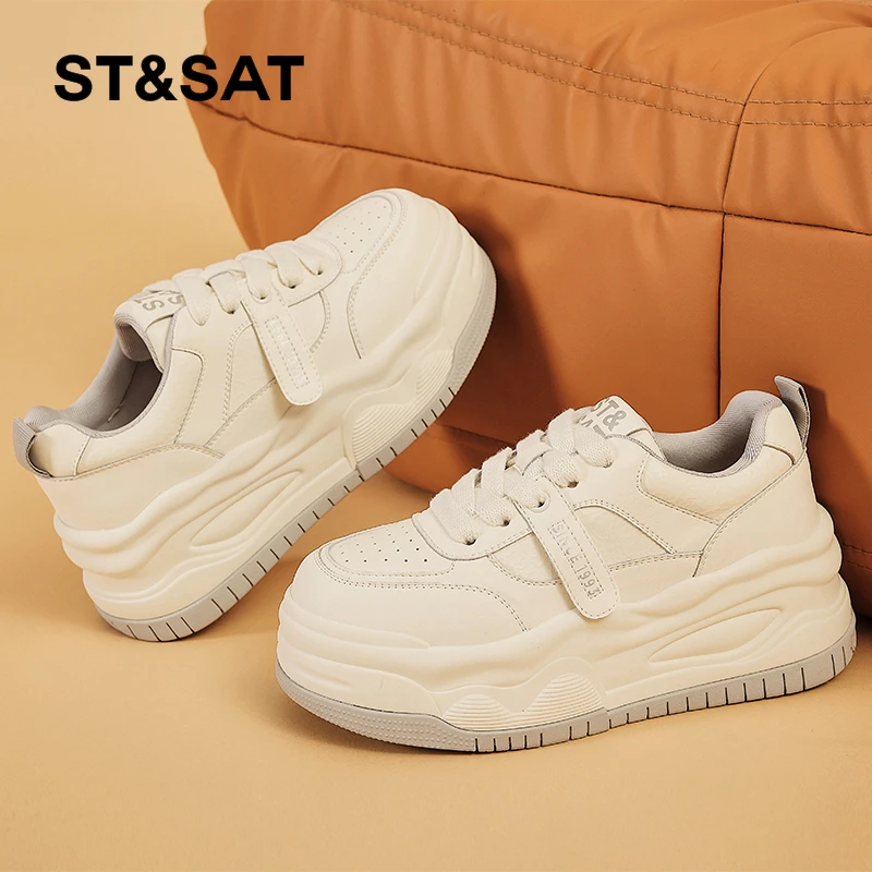 星期六2025春季新款厚底小白鞋时尚百搭潮流经典增高爆款低帮板鞋