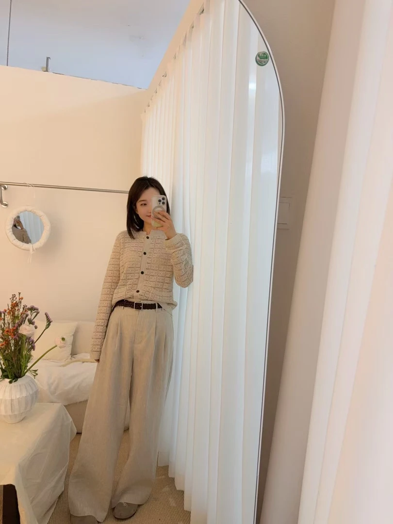 重磅亚麻老钱风编织上衣