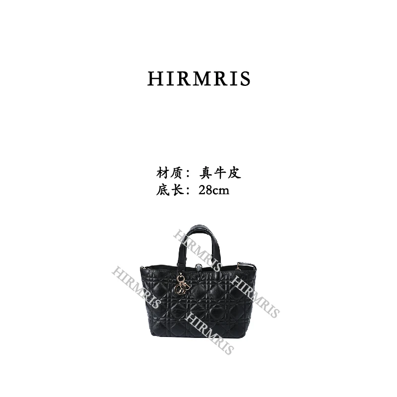 HIRMRIS手工真皮包CZ122-1 手提四格黑色托特蒂
