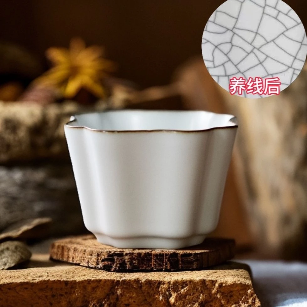 张明玉大师月光白汝窑八方杯