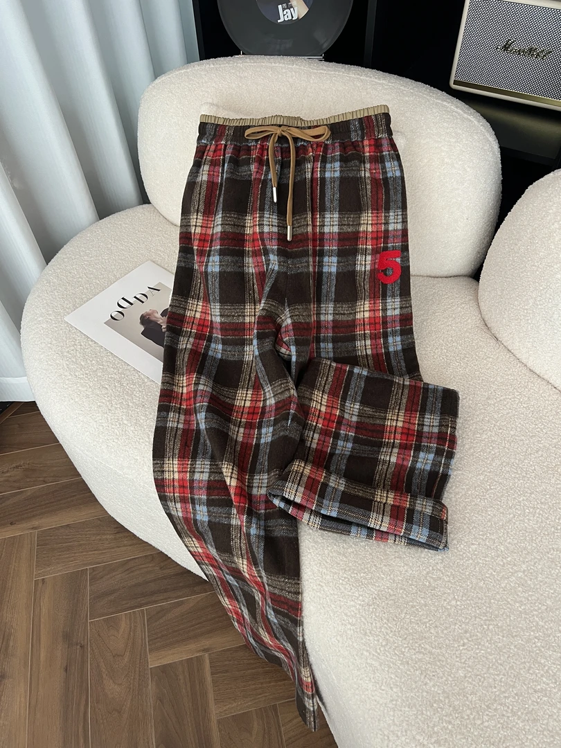 KAISIO秋冬通勤红格纹高级感时尚百搭穿搭休闲裤2412169