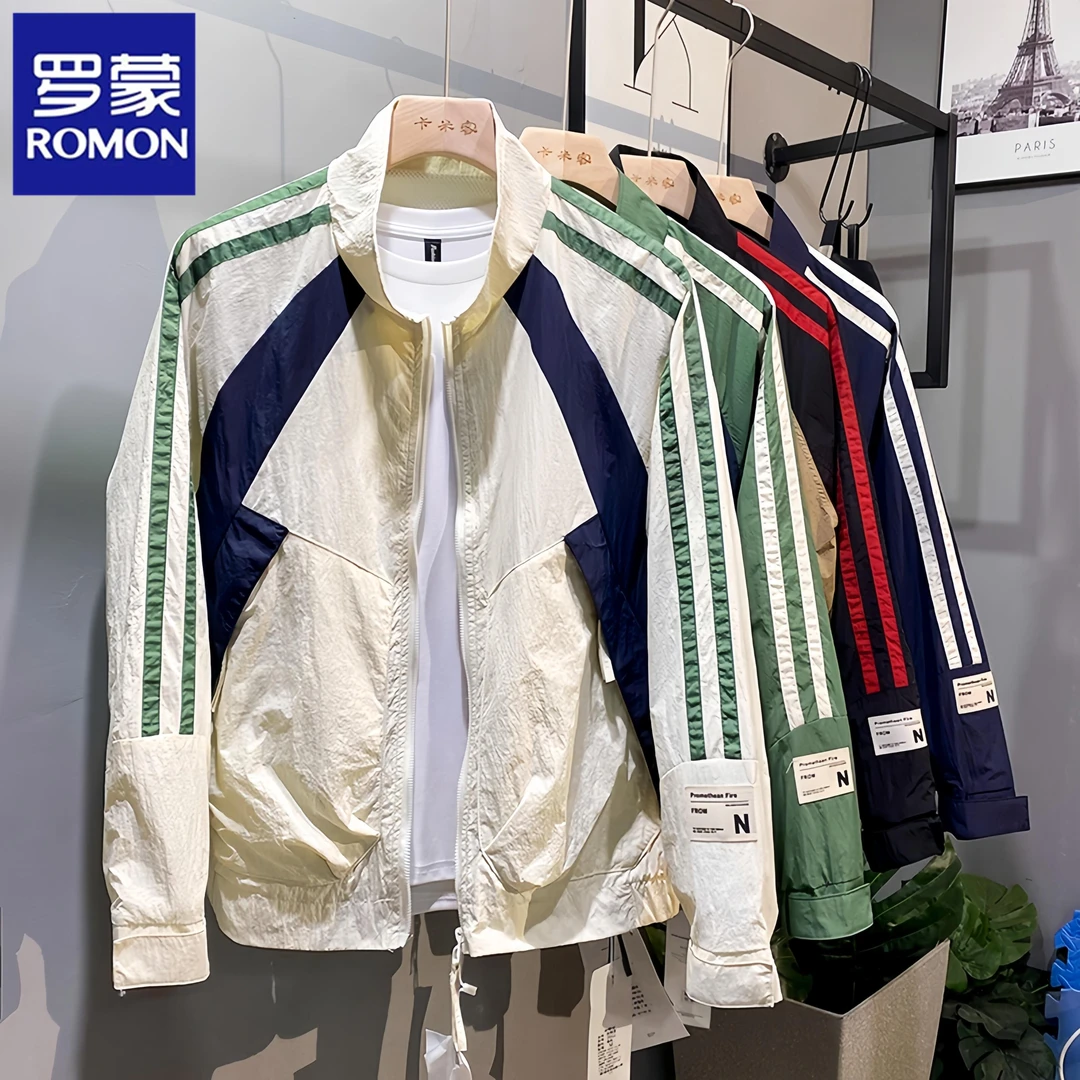 罗蒙春秋新款立领工装男士夹克时尚百搭休闲冲锋衣外套薄款上衣潮
